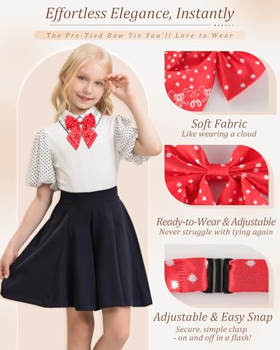Image of AWAYTR Ladies Adjustable Pre tied Bowtie - Solid Color Bow Ties for Women