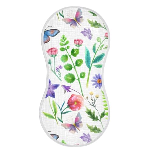 Floral Butterfiles White Burp Cloths for Babies Burp Rag Cotton Spit Up Rag for Babies Newborn2