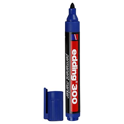 edding 300 permanentmarkeringspennor – blå – 1 penna – rund spets 1,5–3 mm – vattentät, snabbtorkande – moppbeständig – för kartong, plast, glas, trä, metall, glas