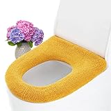 6 Pcs Toilet Seat Cover Cushion Pads, Soft Bathroom Toilet Cushion Washable Reusable Warm Toilet Seat Mat for Household Bathroom (Multicolor : A -Yellow)