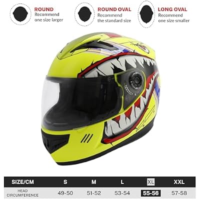 DOT Youth Helmet Off-Road Motocross Full Face Helmet ATV Dirt Bike Racing for Youth Child Kids Big Shark Mouth Pattern
