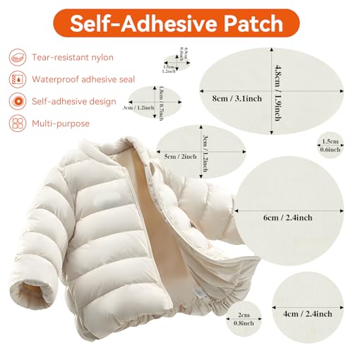 WILDREEDS 12 peças de remendos de reparo de jaquetas, impermeáveis, autoadesivos, pré-cortados, resi