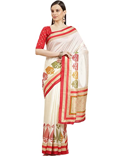 Image of AKHILAM Women's Banarasi Silk Printed Saree With Unstitched Blouse Piece (F011PJ160 Parent)