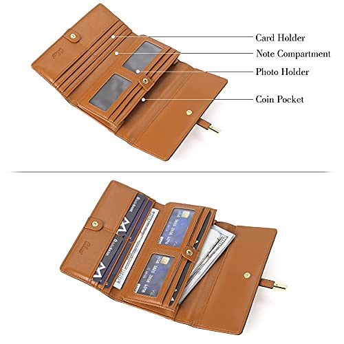 Cluci Leather Wallet For Women Slim Designer Trifold Ladies Credit Card Holder Brown And Beige #TOP3