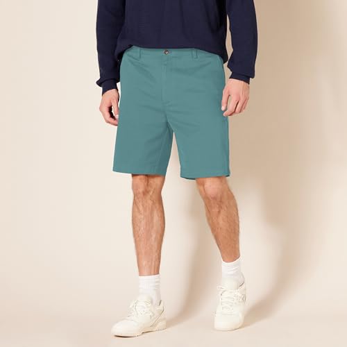 Image of Amazon Essentials Men's Classic-Fit 9 inch Cotton Twill Chino Shorts with Button-Through Pockets