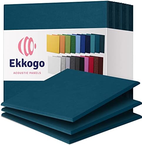Ekkogo Acoustic Panels 12-Pack Soundproof Wall Panels 12"X12"X0.4" Sound Panels High Density Sound Dampening Panels - [Ocean Turquoise Square]