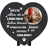 Umitive Individueller Grabstein für Katzen - Personalisierte Gedenktafel mit Foto, Name & Gravur - Tiergrabstein für Tierfriedhof - Wetterfeste Erinnerung an verstorbene Haustiere (Style I)