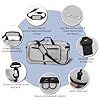 Fmeida 65L Foldable Travel Duffle Bag, Lightweight Waterproof Weekend Luggage with Shoes Compartment, Large Overnight Holdall Tote, Glossy Light Gray #5