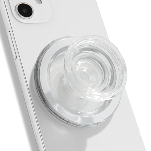 OnTheGrip Compatible with Magsafe Magnetic Authentic Translucent Color Design Collapsible Mobile Phone Grip Stand Holder for Smartphone Tablet Cell Phone Accessory (Transparent)