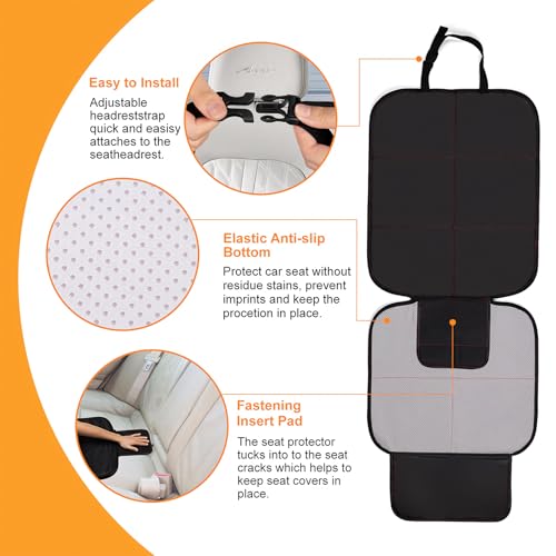image for SMART ELF Car Seat Protector, Large Auto Protector for Child Seats wit