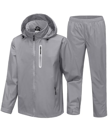 SWISSWELL Men's Waterproof Golf Rain Suit Rain Gear Jacket and Pant Outdoor Lightweight Hooded...