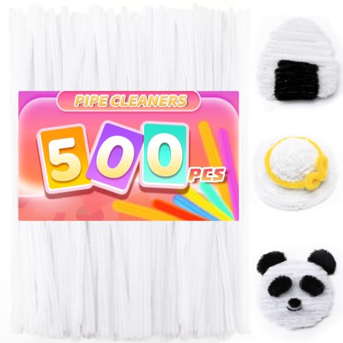 Image of Praisebank White Pipe Cleaners for Crafts, 500pcs, Chenille Stems for DIY Projecets, Arts & Crafts Supplies for Festival Party Decorations
