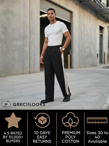 Image of GRECIILOOKS Men's Stretchable Track Pants | Comfortable & Stylish Trousers for Men | Formal & Casual Pant for Man | Breathable Summer Pant with Elastic Button Closure & Korean Style Travel With Pocket
