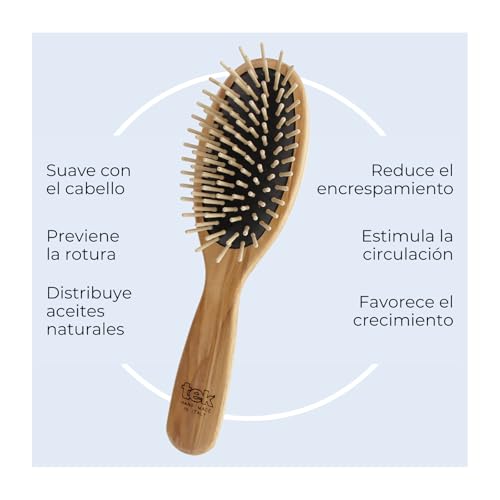 Miniatura 3 de Tek - Cepillo Oval Grande De Madera De Fresno, Hecho A Mano En Italia, Con Dientes Cortos, Universal Para Todo Tipo De Pelo - 22 X 6 Cm