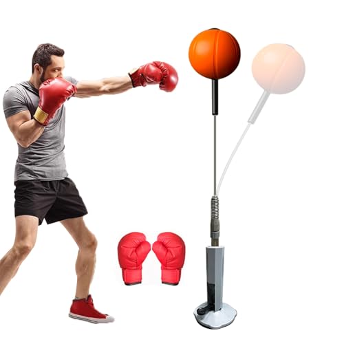 Reflex Boxsack, höhenverstellbar, Fitness-Speed-Ball mit Ständer für Teenager und Erwachsene, freistehend, Boxstange, Trainingsset für Stressabbau, Handschuhe im Lieferumfang enthalten