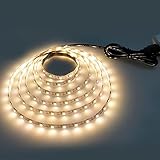 SUNXK 5m IP20 3528 SMD DC 5V USB-Ladegerät Power LED-Leiste RGB-Fernbedienung USB-Linie Adapter LED-Licht-Dekorationslicht (Emitting Color : Warm White no Remote, Wattage : 5M)