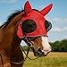 Horse Fly Mask with Ears, 3D Mesh Around Eyes, Fly Masks for Horses, Breathability for All-Day Comfort - Reflective Strips & Ear Saver(red)