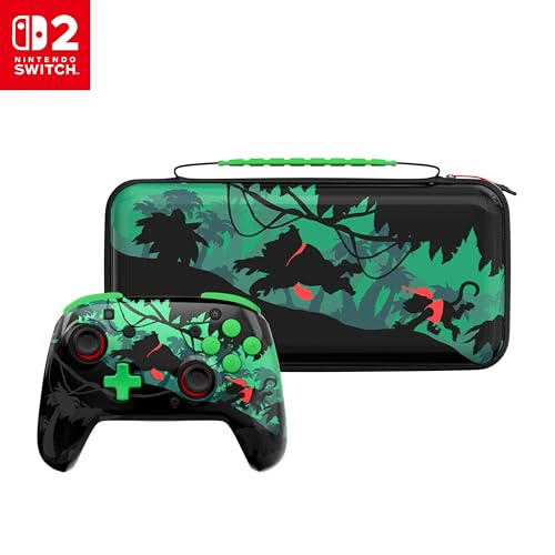 Turtle Beach Wireless Controller + Nintendo Switch 2 PlayTrek Travel Case: Officially Licensed, Rechargeable Battery, Hard Shell Protective Case, Game Card Storage, Lenticular Donkey Kong Black/Green image 3