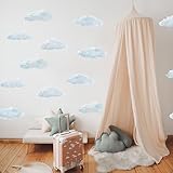 LINZYING Cloud Wall Decals - Blue Wallpaper, Removable Living Room Nursery Boys Girls Bedroom Decor, Wall Art, Kids Party Decoration