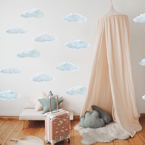 Vinilo decorativo nube azul removible para pared miniatura 1
