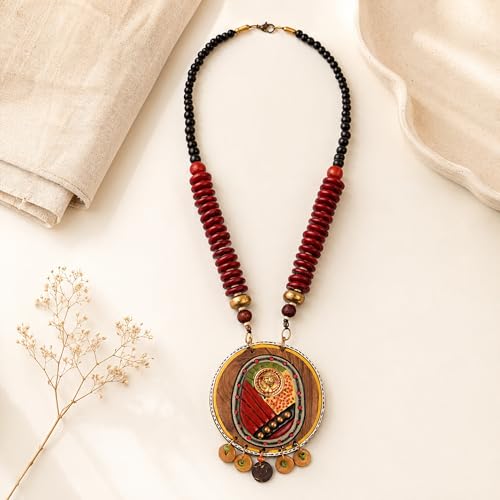 Image of Handcrafted Tribal Dhokra & Floral Charm Necklace Collection | Artisan Brass, Glass & Contemporary Statement Necklaces for Women | Ethnic, Elegant & Artistic Jewelry