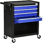 DURHAND 4-Drawer Tool Chest with 4 Wheels, Rolling Tool Box and Storage Cabinet, Portable Tool Organizer for Garage, Factory and Workshop, Blue