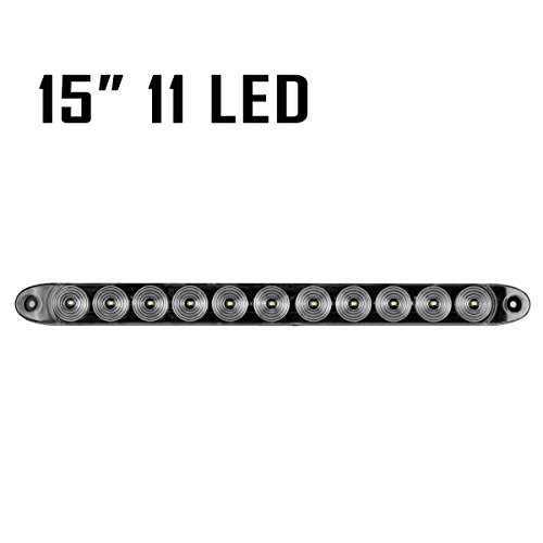 Image of Partsam 2pcs White+ 2pcs Red 15 inch 11-LED Flange Mount Trailer Truck Stop Turn Tail brake Warning Light Bar(Total of 4 pcs)