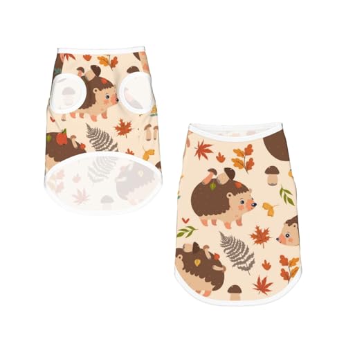 Hérisson Mignon et Champignon,T-Shirt sans Manches en Coton pour Animaux de Compagnie, Gilet Respirant, Extensible et Doux,L – vue 3