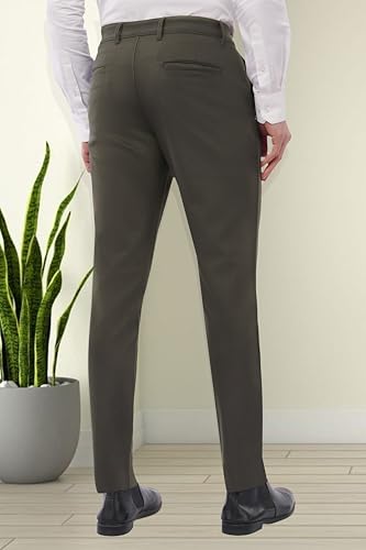 Image of SaintX Men's Formal Slim Fit Trouser | Twill Weave Premium 4-Way Stretchable High GSM Fabric Pants | Textured Classic & Modern Styled Chinos | Business Casual Office /Anytime Wear