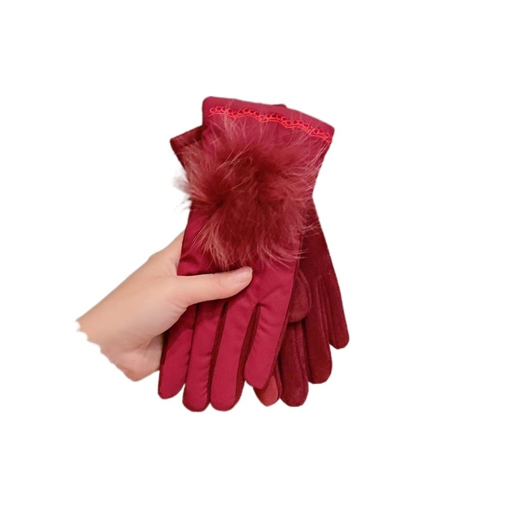 Guantes de invierno para mujer Ciclismo calor pantalla táctil más terciopelo al aire libre ciclismo guantes de conducción de las mujeres abajo algodón al aire libre guantes (color: D)