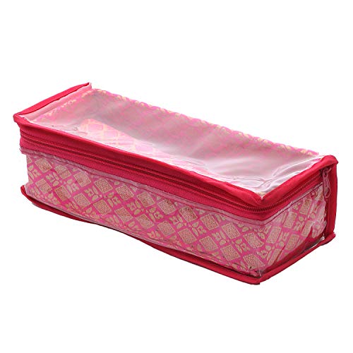 Image of Kuber Industries Brocade Hardboard One Rod Bangle Box (Pink) - CTKTC42005