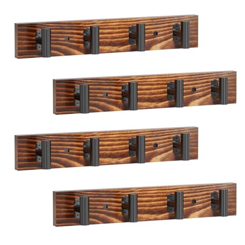 Orapoke 4 Pack Coat Rack Wall Mount, Rustic, Length Per Unit 16.2in — view 2