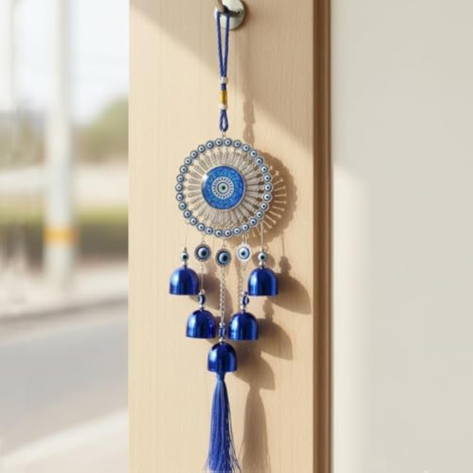 Evil Eye Hanging Wall Decor with Tassel and Bells