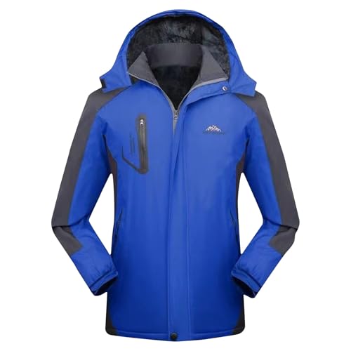Softshelljacke für Herren Regenjacke Sweatjacke Winterjacke Wasserdicht Atmungsaktiv Windbreaker Wetterfeste Laufjacke Sportjacke Wanderjacke Outdoorjacke Mantel mit Fleece Bekleidet Blau 5XL