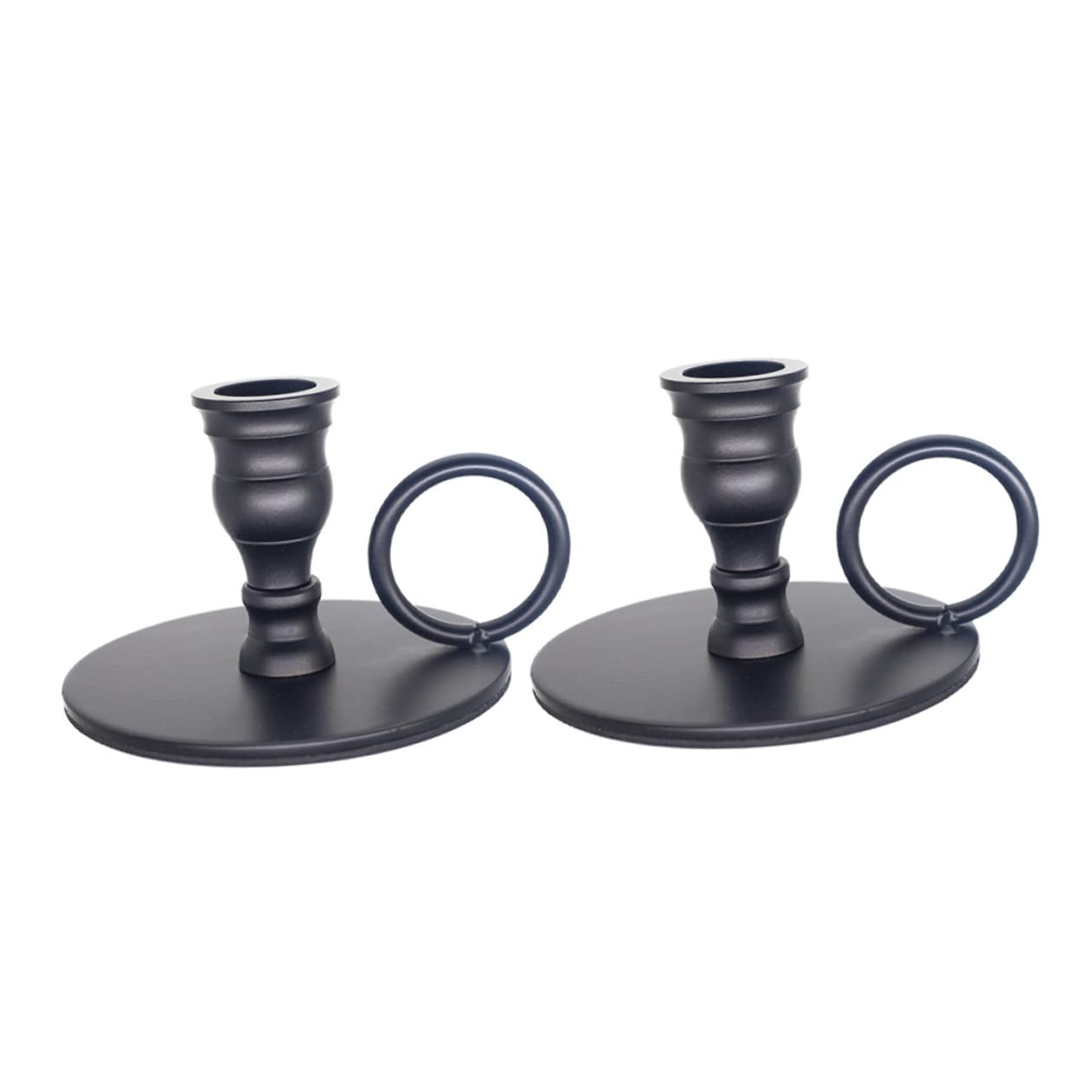 Candelabro Simple de Hierro Negro, 2 Piezas, Estilo Vintage | Decorativo para Hogar y Compromiso, Diseño Creativo de Mesa, Set Compacto de Dos Unidades