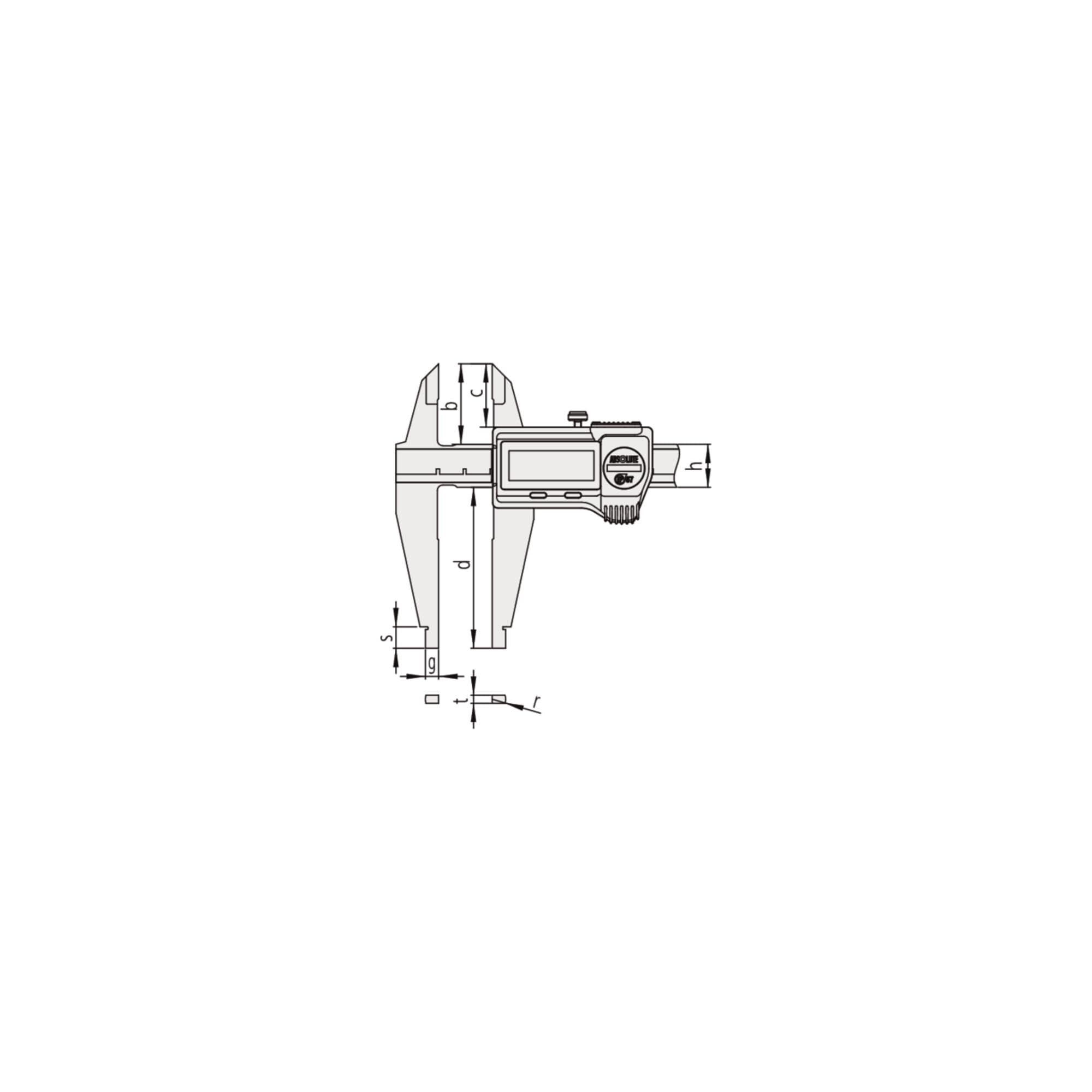 Mitutoyo 551-207-10 Calibro digitale ABS CDN-100C, 0-1000 mm | 0,01 mm, becchi lunghi, uscita dati