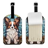 Papillon Luggage Tags for Suitcases,Travel Leather Luggage/Bag Name Tag Gift for Women,Men,Kids,Dog Lover, Cute Suitcase Tags Luggage Identifiers,Funny Baggage Tags for Travel(Papillon)