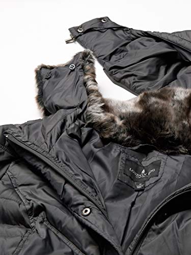 London Fog Women's Plus-Size Mid-Length Faux-Fur Collar Down Coat With Hood, Gunmetal, 1X #TOP3