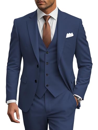 Men's Suit 3 Piece Wedding Slim Fit Suits for Men Two Solid Button Notched Lapel Wedding Ceremony,Prom Date