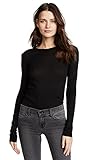 Enza Costa womens Bold Long Sleeve Crewneck T-shirt T Shirt, Black, X-Small US