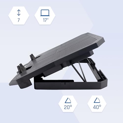 iggual – Base Refrigeradora Portátil de hasta 17” con 6 Ventiladores Silenciosos y Soporte para Móvil, Base Ajustable con 7 Alturas y Luz LED Azul, Incluye Cable USB-A (RP6V17) - imagen 2