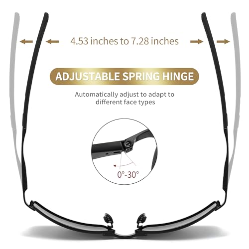 SUNGAIT Ultra Lightweight Polarized Sunglasses Men Rectangular Metal Frame with Spring Hinge SGT559ZH-HH-JKML4