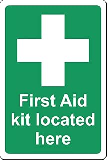 First aid kit located here Safety sign - Self adhesive sticker (400mm x 300mm)