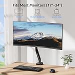 Acer Single Monitor Arm, 17 to 34 Inch Gas Spring Monitor Stand, Adjustable Desk Mount with VESA 75/100mm, C-Clamp/Grommet Base for 4.4 to 19.8lbs LCD Monitor