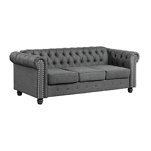 Morden Fort Couch Sofa, Couches For Living Room No Sagging, Couches 24'' Comfy Seat Depth, Sofas Couches Tool-Free Assemble, Sofas For Living Room Chesterfield Pet-Friendly Linen Easy Clean Dark Grey #TOP30