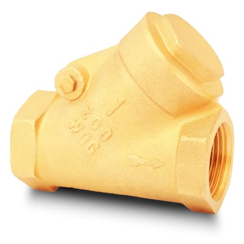 1" NPT Y-Pattern Swing Check Valve, Brass, Heavy Duty, Female Thread, DN25