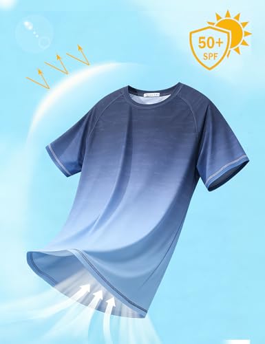 Image of ELETOP Men's Swim Shirts UPF 50+ Short Sleeve Rash Guard Sun Shirts for Beach Fishing