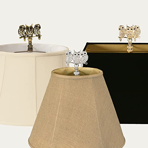 Image of Royal Designs, Inc. 3D Two-Sided Rhinestone Owl Trio Lamp Finial, F-5104AB-2, Antique Brass, Pack of 2