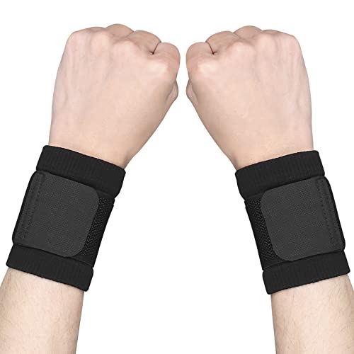 Yasdyri Wrist Supports Adjustable 2 Pack Wrist brace Compression Wrist Strap for Tendonitis, Arthritis, Sports Injuries, Wrist Pain Relief, Working, yping, Cycling, Yoga for Women and Men (Black, L)