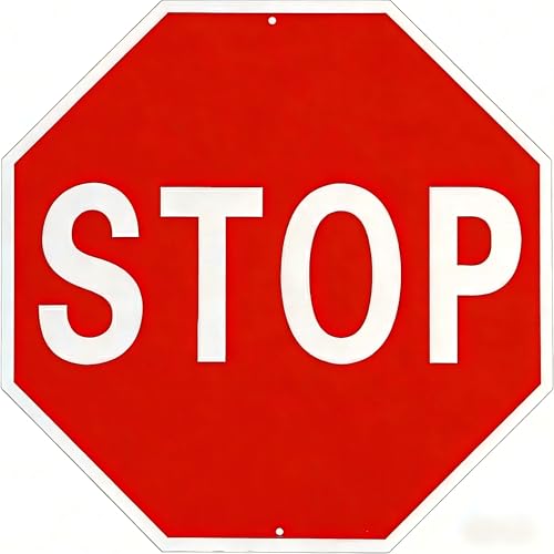 Stop Sign, Street Traffic Warning Reflective Signs, 12'x 12' Octagon Rust Free Aluminum Sign, UV Protected, Weather/Fade Resistant, Indoor/Outdoor Use